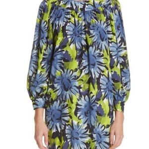 Michael Kors Collection Silk Blue and Green Floral Dress. Made in Italy